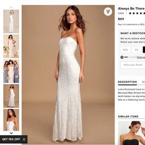 Always Be There White Lace Strapless Mermaid Maxi Dress - Size Small